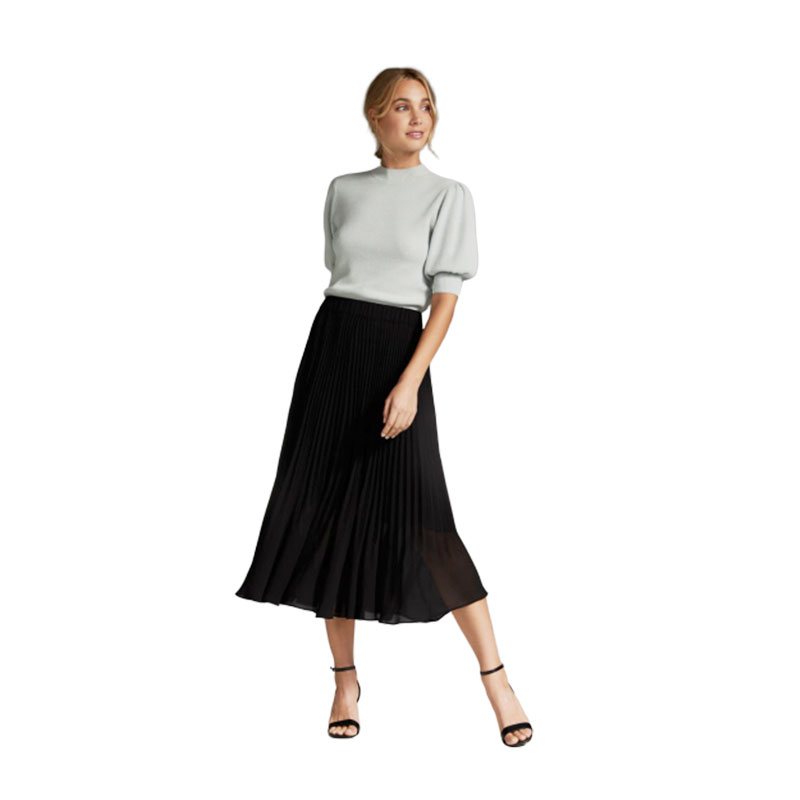 New Arrival Maxi Skirts Ladies Black Pleated Skirt